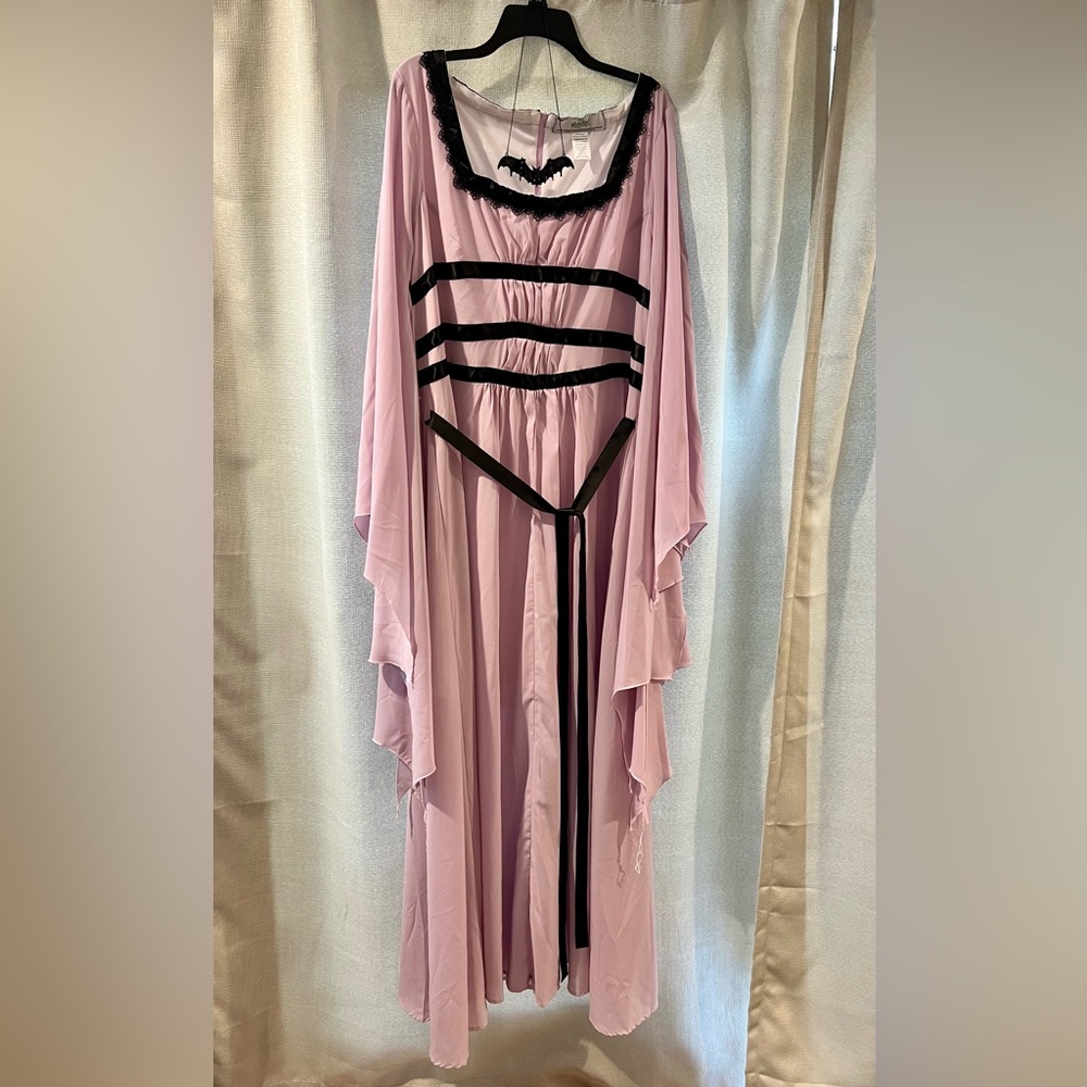 Lily Munster Costume with Black Bat Necklace